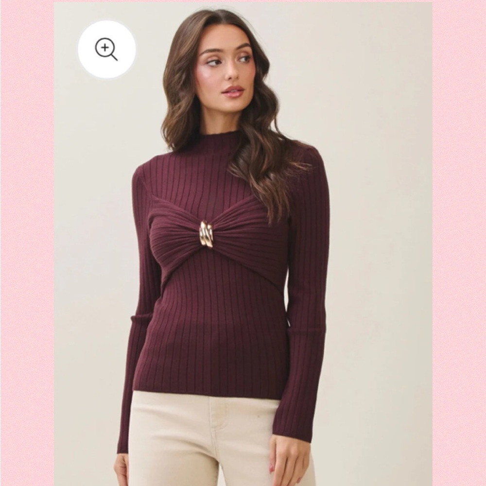 💖Black Raspberry Ribbed Knit Sweater💖 - Picture 14 of 15